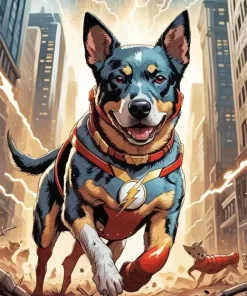 Super Hero Australian Cattle Dog Paint by Number