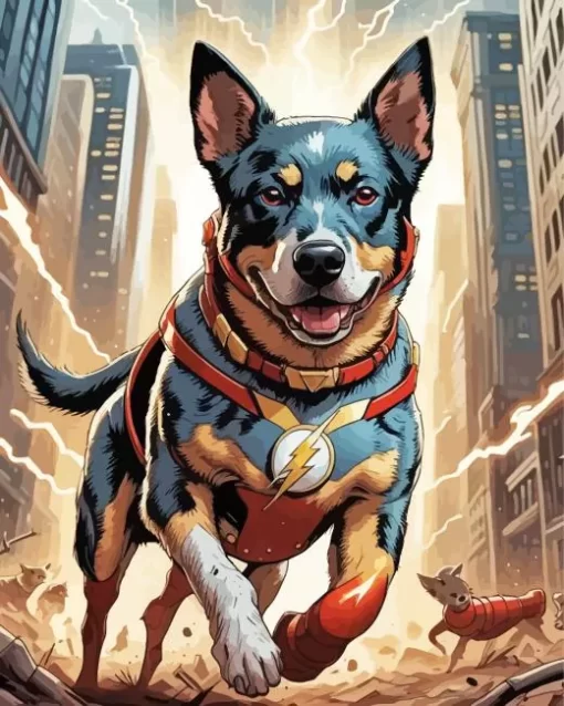 Super Hero Australian Cattle Dog Paint by Number