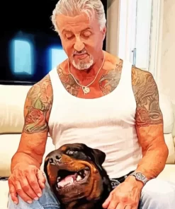 Sylvester Stallone And His Dog Paint by Number