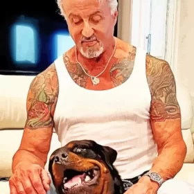 Sylvester Stallone And His Dog Paint by Number