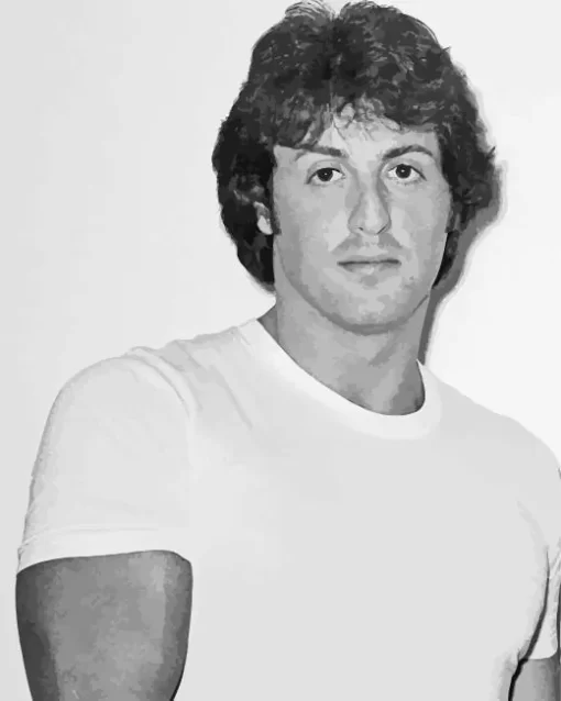 Black And White Sylvester Stallone Paint by Number