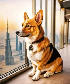 Welsh Corgi On Burj Khalifa Paint by Number