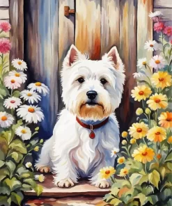 Westie And Flowers Paint by Number