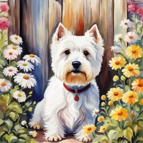 Westie And Flowers Paint by Number