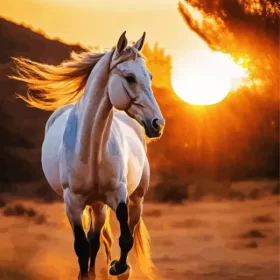 White Arabian Horse Animal Paint by Number