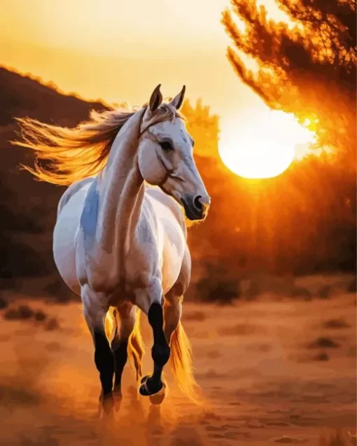 White Arabian Horse Animal Paint by Number