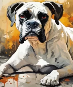 White Boxer Dog Paint by Number