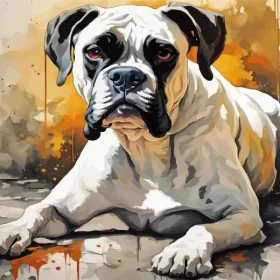 White Boxer Dog Paint by Number