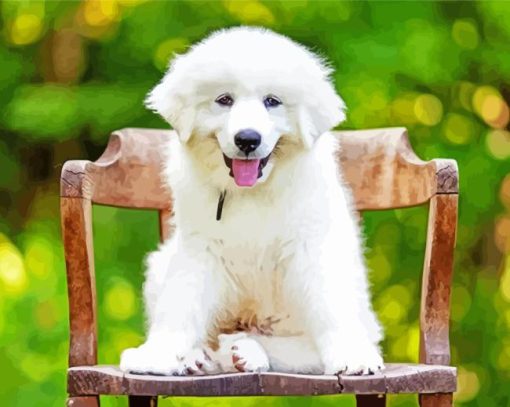 White Great Pyrenees Paint by Number