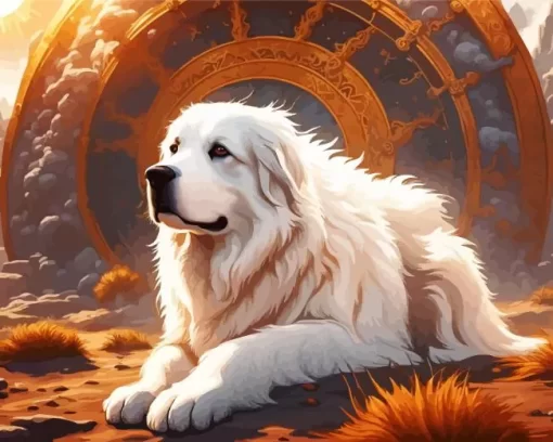 White Great Pyrenees Paint by Number