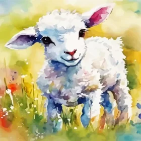 Cute White Lamb Paint by Number