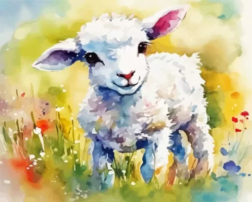 Cute White Lamb Paint by Number