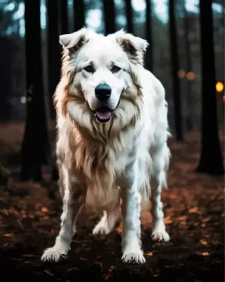 White Samoyed In Forest Paint by Number