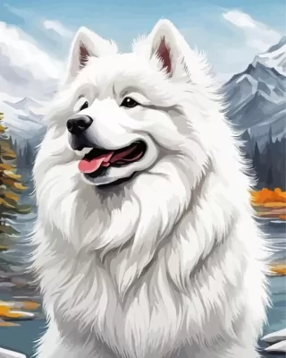 White Samoyed Paint by Number