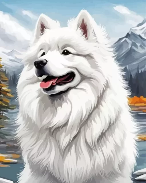 White Samoyed Paint by Number