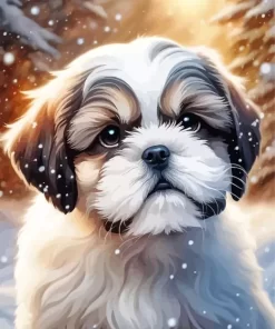 White Shih Tzu Paint by Number