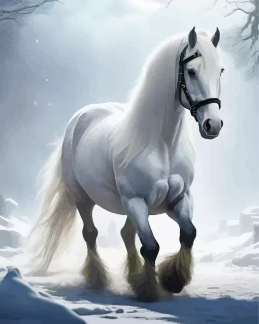 White Shire Horse Paint by Number