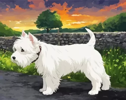 White West Highland Terrier Art Paint by Number