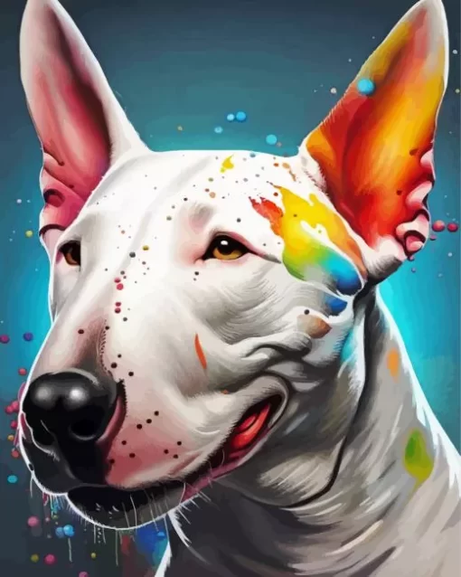 Bull Terrier Puppy Art Paint by Number