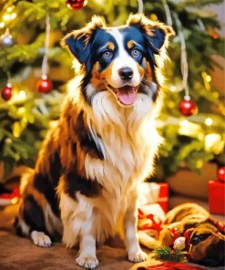 Christmas Australian Shepherd Paint by Number