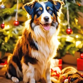 Christmas Australian Shepherd Paint by Number