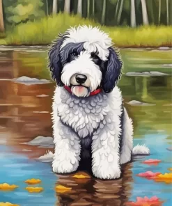 Cute Sheepadoodle Puppy Paint by Number