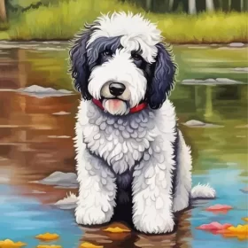 Cute Sheepadoodle Puppy Paint by Number