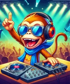 Dj Monkey With Headphones Paint by Number