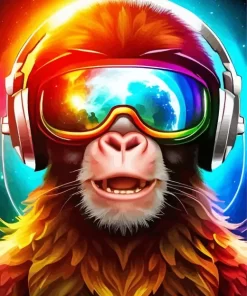 Dj Monkey With Sunglasses Paint by Number