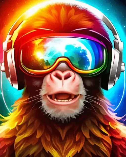 Dj Monkey With Sunglasses Paint by Number