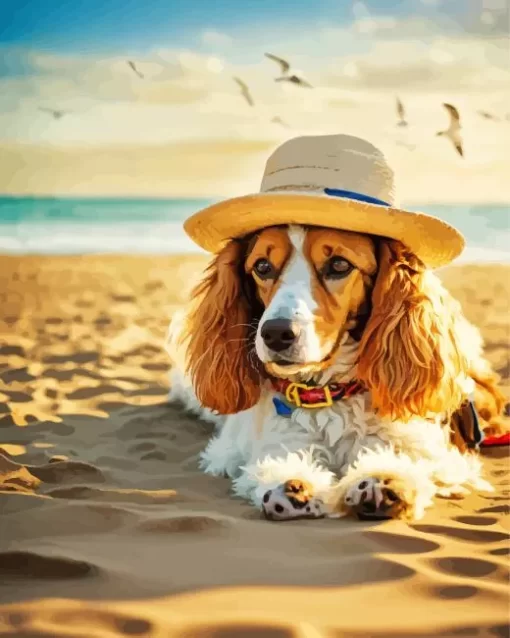 English Cocker Spaniel At The Beach Paint by Number