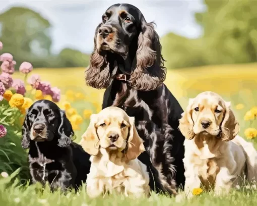 English Cocker Spaniel Dogs Paint by Number