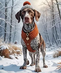 German Shorthaired Pointer In Snow Paint by Number