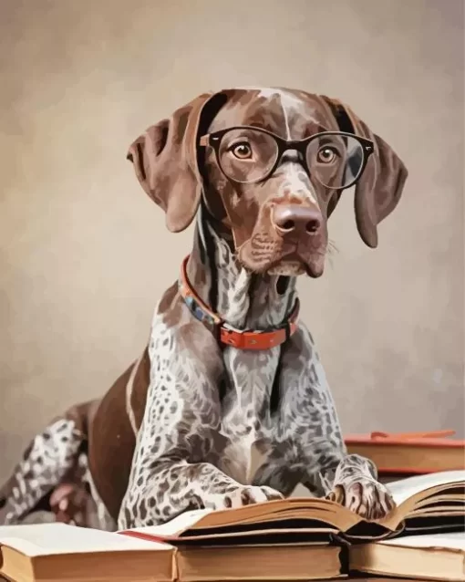 German Shorthaired Pointer With Glasses Paint by Number