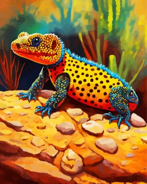 Gila Monster On a Rock Paint by Number