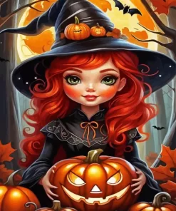 Halloween Witch Girl Paint by Numbers