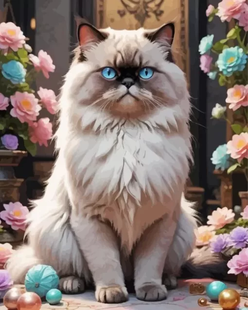 Himalayan Cat Blue Eyes Paint by Number