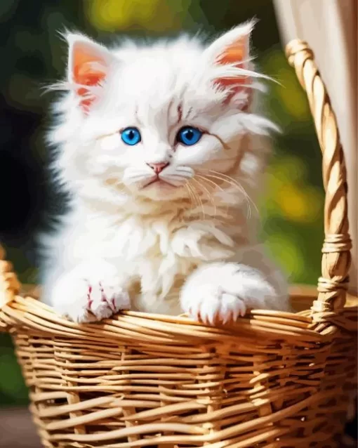 Himalayan Cat In Basket Paint by Number