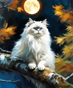 Himalayan Cat On Branch Paint by Number