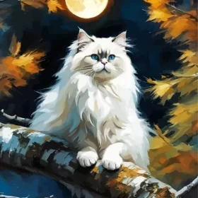 Himalayan Cat On Branch Paint by Number