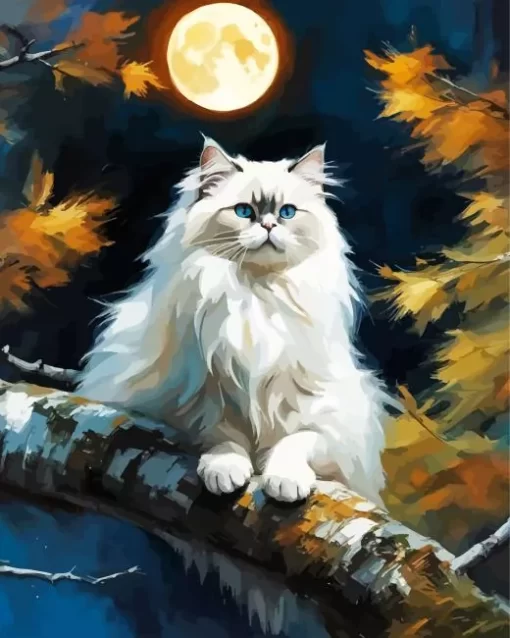 Himalayan Cat On Branch Paint by Number