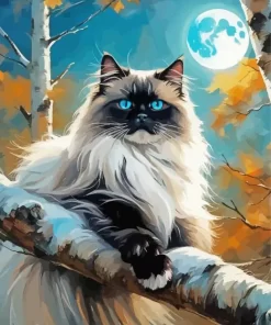 Himalayan Cat On Tree Paint by Number