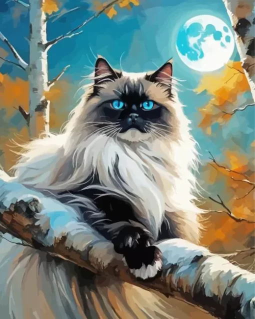 Himalayan Cat On Tree Paint by Number