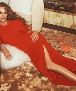 Julia Roberts In A Red Dress Paint by Number