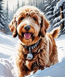 Labradoodle In Snow Paint by Number