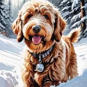 Labradoodle In Snow Paint by Number