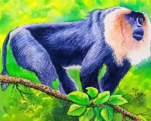 Lion Tailed Macaque Art Paint by Number