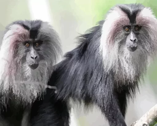 Lion Tailed Macaque Monkeys Paint by Numbers