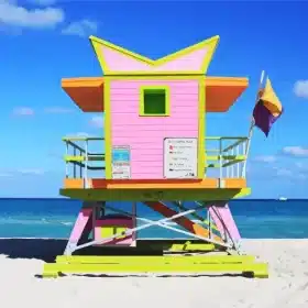 Miami South Beach Sunrise Lifeguard Tower Paint by Number