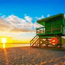 Miami South Beach Sunrise With Lifeguard Paint by Number